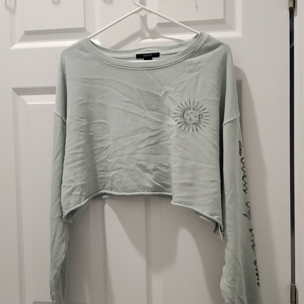 Forever 21 Mint Sun Crop Sweastshirt